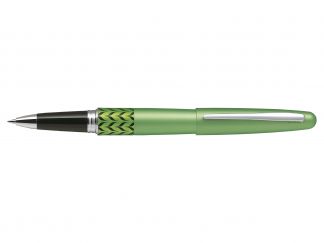 Pilot MR Colecția Retro Pop - Roller cu cerneală lichidă - Verde Deschis Metalizat & Inel Design Marmorat - Vârf Mediu